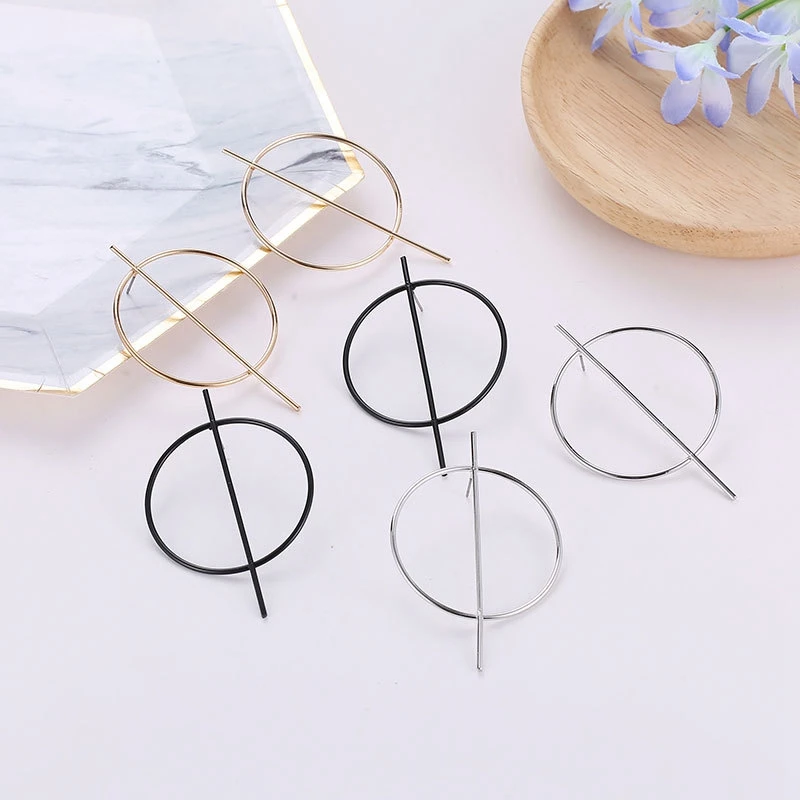H:HYDE Fashion Earrings Punk Simple Gold color Long Section Tassel Pendant Circle For Ladies Gifts boucle d'oreille|Серьги-гвоздики|