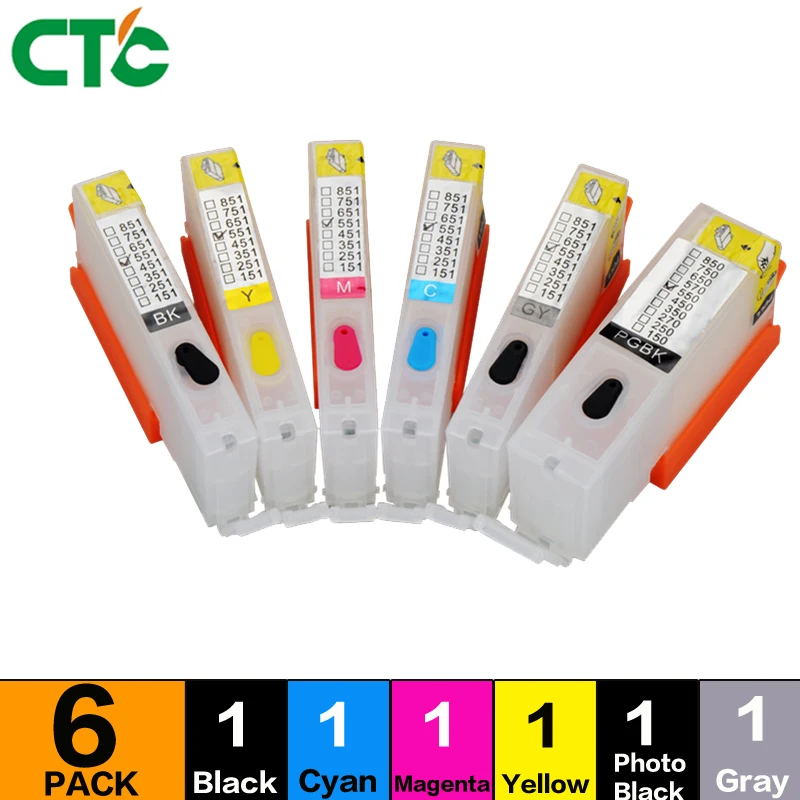 

6PK refill ink cartridge PGI-570 CLI-571 PGI570 CLI571 for Canon PIXMA MG7750 MG7751 MG7752 MG7753 TS9050 TS9055 TS8050 TS8051