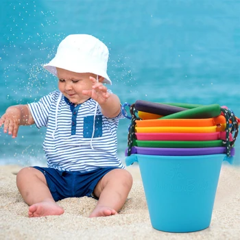 

Play Sand Silicone 1.5 L Summer Kids Beach Folding Portable Bucket& Sandbox Beach Game Toys Set for Children To Have Fun