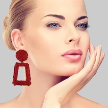 Большие Винтажные серьги для женщин золотые синие красные геометрические массивные серьги Роскошные Металлические Серьги Висячие модные ювелирные изделия