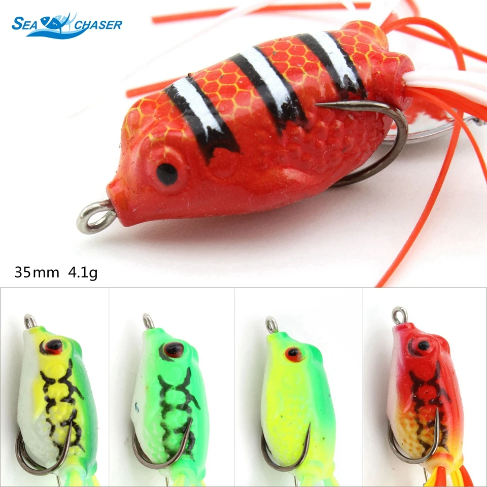 

1pcs Artificial frog Soft Baits 35mm 4g Fishing Lures Spinner Squid Thunder Frog Silicone Spoon Sea Fishing Topwater Baits