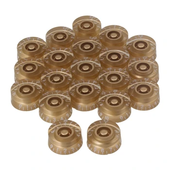 

Yibuy 20x Speed Control Knobs Gold with White Number for Electric Guitar
