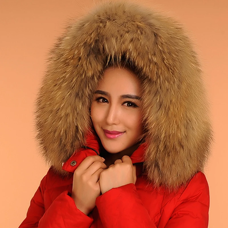 HSPL Real Fur Scarf For 2019 Woman Raccoon Fur Collar For Hood Women Natural Winter Scarves Luxury Womens Ladies Fashion Scarf