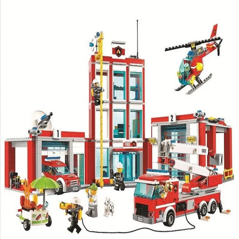 

10831 City Fire Station Model Building Blocks Enlighten Figure Toys For Children Christmas Gift