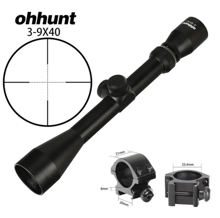 3-9X40 Hunting Optics Riflescopes Rangefinder or Mil Dot Reticle Crossbow Shooting Tactical Rifle Scope with Mount Rings - Цвет: with picatinny ring6