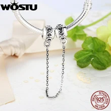 Auténtica Plata de Ley 925 Cadena de Seguridad Amor Conexión Charm Fit Pandora Original Pulsera Colgante de La Joyería Auténtica