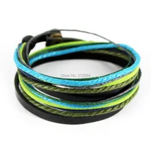 C326 женские Модные мужские кожаные Обёрточная Бумага браслет дизайн ручной работы веревочный браслет манжеты дружба подарок