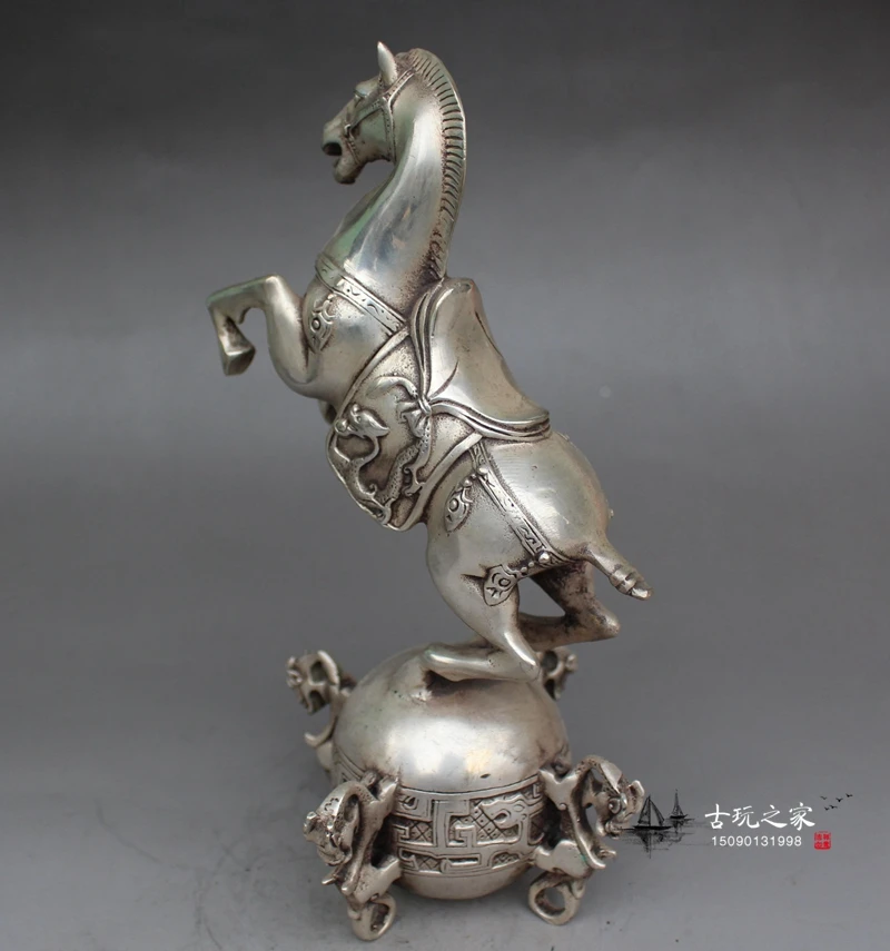 

China old Decoration plated silver Carving horse