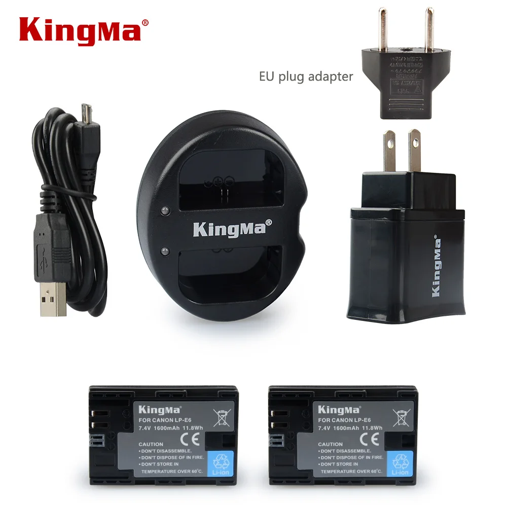 KingMa LPE6 LP E6 Dual USB Camera Battery Charger+LP E6 Battery +EU