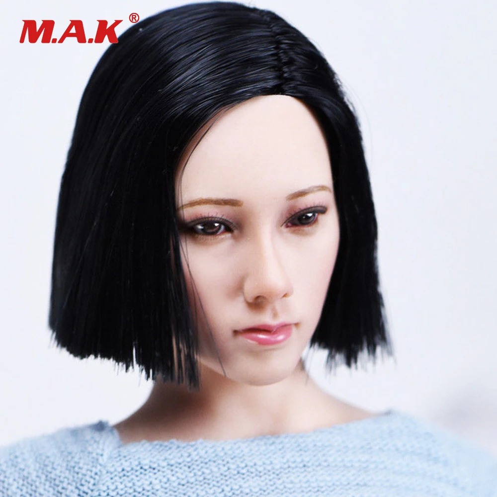 

1/6 Female Head Sculpt with Short Black Hair Female Beauty Head Carving for 12" PHICEN TBLeague Figure Toys