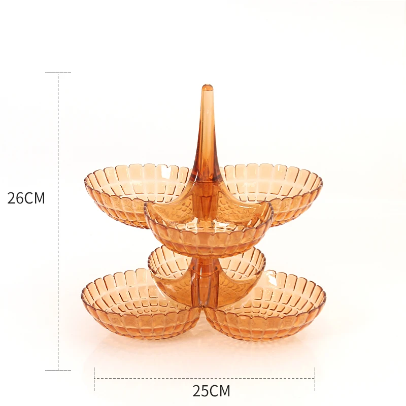 Трехслойная круглая пластиковая подставка для торта подставка для десерта полка Европейский стиль домашняя фруктовая овощная тарелка, украшение lw0321450 - Цвет: 2 layer orange