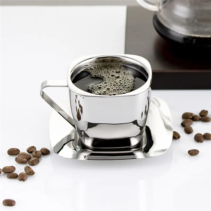 

Creative Double Thermos Mug Set Stainless Steel Square Insulated Water Cups Travel Suit With Tray