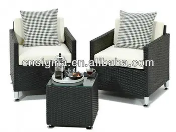 

New Black Rattan All Weather Outdoor Garden 3 Piece Bistro Chair Set