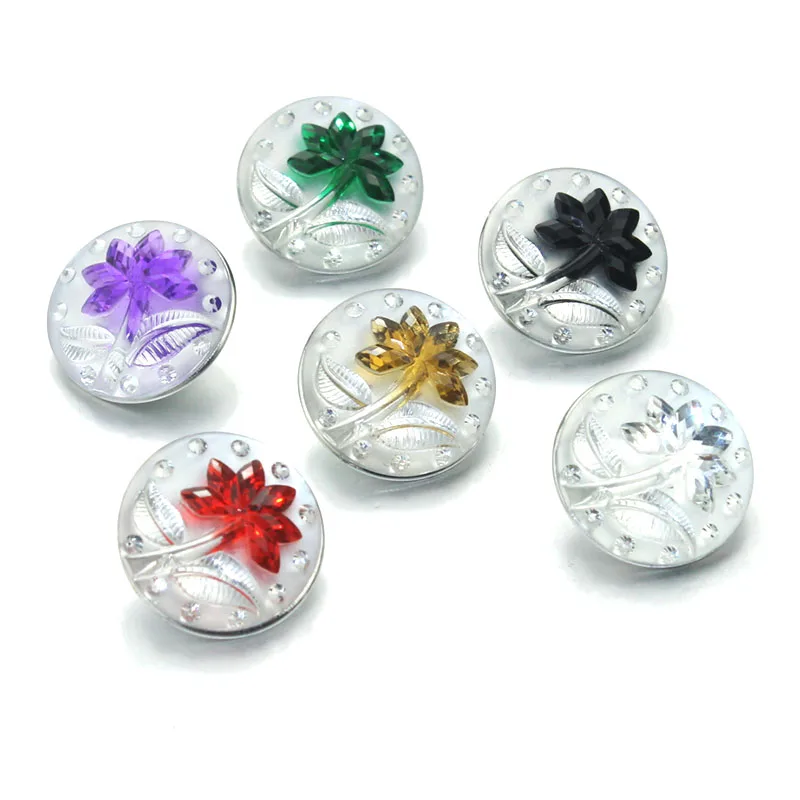 

10Pcs/lot 6 Colors Rose 18mm Resin Sequins Snap Button DIY Jewelry For Leather Bracelet Women's Charm Beads 7807