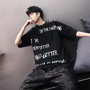 

Handsome Street Hip pop Style Short Sleeves Summer New Mens Tees Personality Sleeve Shirt Casual Letter Print Tops