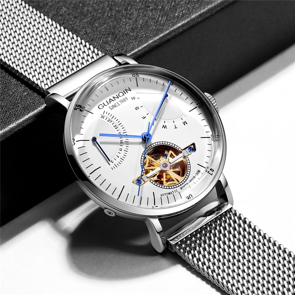 Reloj Hombre 2019 GUANQIN التلقائي الميكانيكية ووتش الرجال الفاخرة حذافة الفولاذ المقاوم للصدأ للماء الساعات Mekanik كول الساعاتي Reloj Hombre 2019 GUANQIN التلقائي الميكانيكية ووتش الرجال الفاخرة حذافة الفولاذ المقاوم للصدأ للماء الساعات Mekanik كول الساعاتي