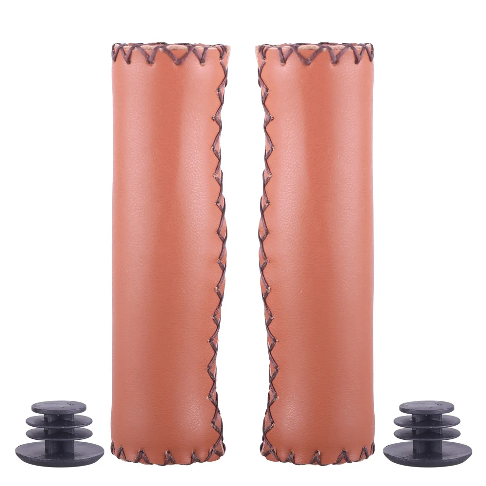 

Hiland PU Leather Soft Bicycle Grips with Bar Plugs for Beach Crusier Handlebar