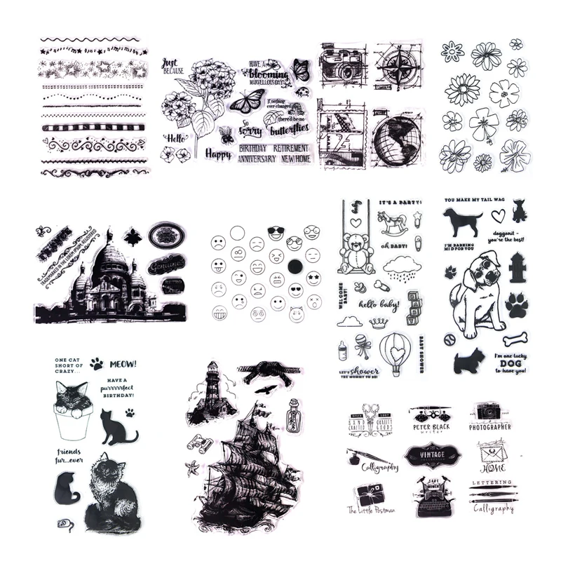 

1 pcs Animal clock pirates Christmas English silicone stamp postmark,diy Handmade Scrapbook Photo Album decor tool soft Stamps