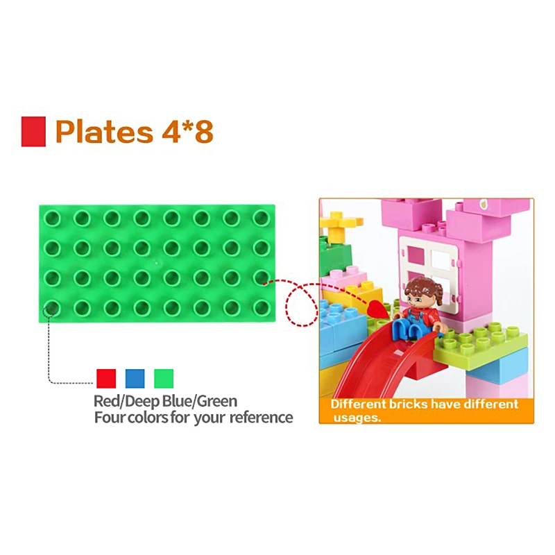 Детали для сборки игрушек Funlock Duplo 4 пластины 4x8 точек|construction toys|toy assemblerassembly toy |