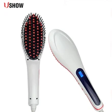 USHOW Электрический Выпрямитель для волос щетка Профессиональная расческа быстро керамическая lcd выпрямляющие расчески для укладки утюжок для волос