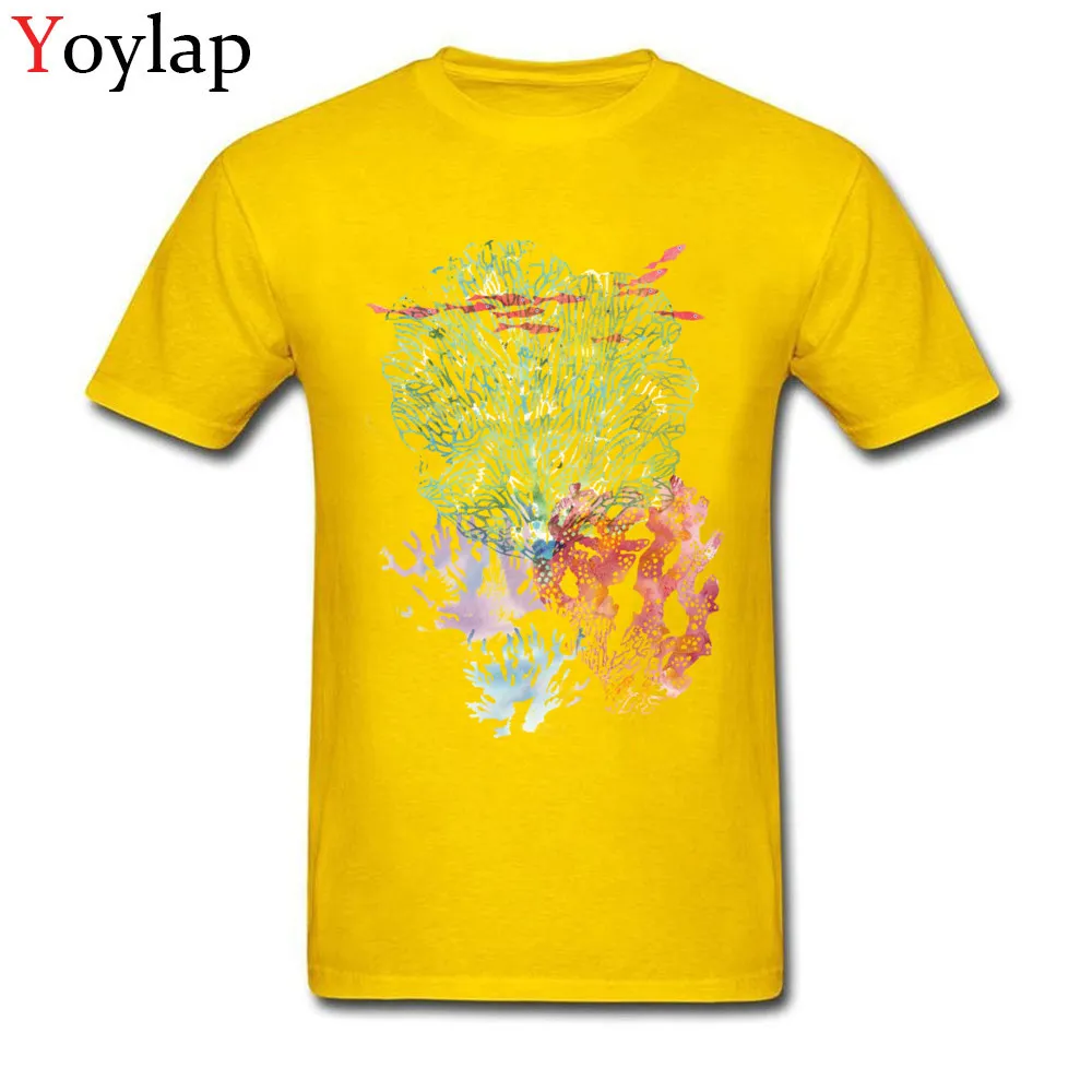 O Neck Pure Cotton Male T Shirts Printed On Short Sleeve Tops T Shirt Dominant Custom Tee Shirt TINY FISHES Top Quality yellow