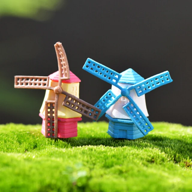 1Pc Miniature Moss Bottle Windmill DIY Micro Landscape Ecology Windmill Ornaments Model Fleshy Garden Decorations Random 1