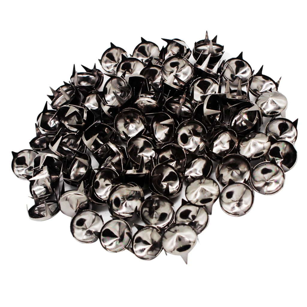 fityle 100Pcs Round Cone Rivets Metal Studs Spots Gothic DIY Leathercraft 12mm Black For Bags Clothes Hats Decor