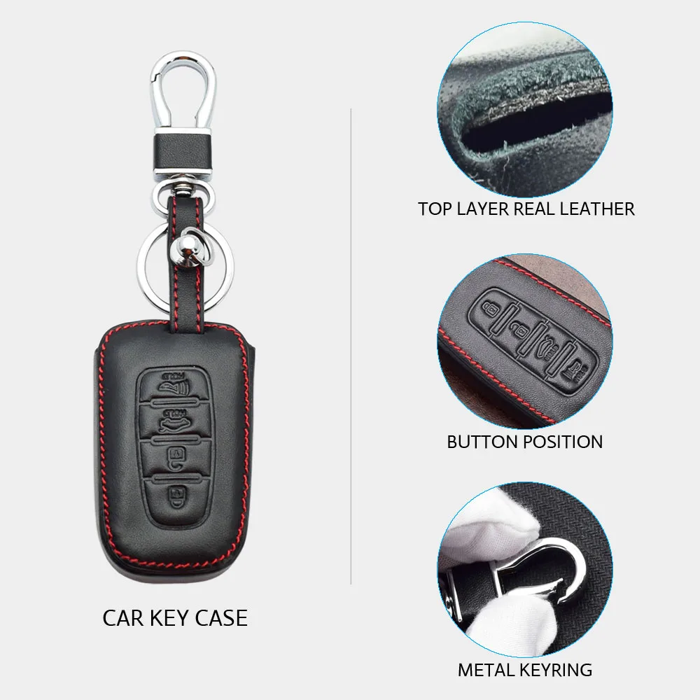 Чехол для ключей из натуральной кожи для Kia K5 Sportage Sorento Forte Shuma Borrego, 4 кнопки, умный пульт дистанционного управления, брелок, защитная сумка