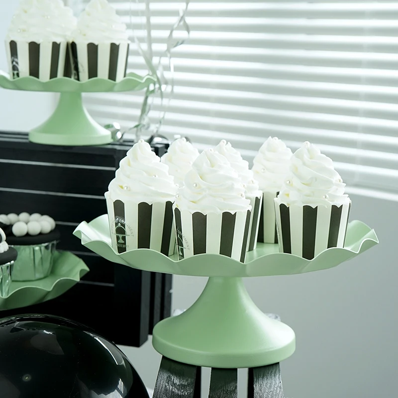 Wave Edge Cake Tray Cupcake Stand Cake Tools Macaroon Green Waterproof Plate Decoration for Party Dessert Table