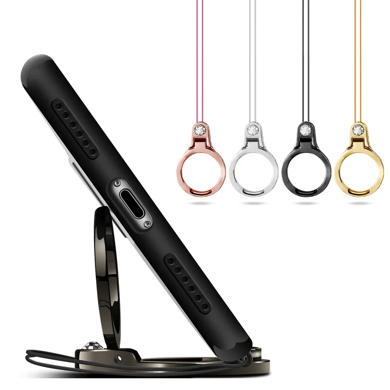 

Phone Ring Lanyard For iPhone X 8 Xiaomi Redmi Note 7 Mobile Phone Holder Metal Phone Ring Stand With Lanyards