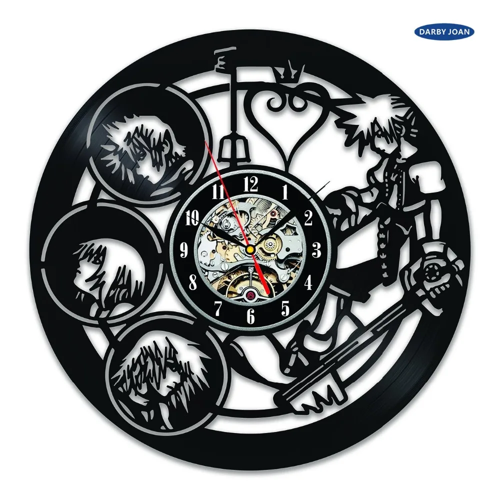 Уникальные винтажные виниловые настенные часы Kingdom Hearts в подарок saat будильник reloj