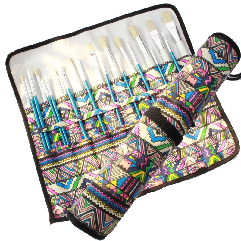 

20 Holes Canvas Paint Brush Roll Pouch Bags Pencil Case Painting Brush Pen Bags School Bags Brush for Drawing
