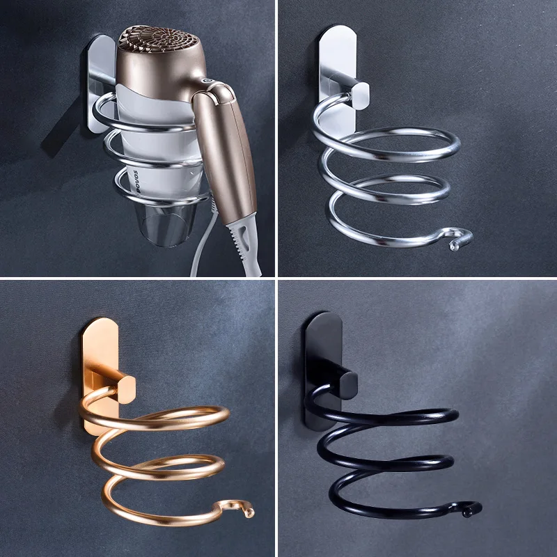 Silver bathroom hair dryer rack aluminum material toilet dryers free punching gold items holder bathroom organizer