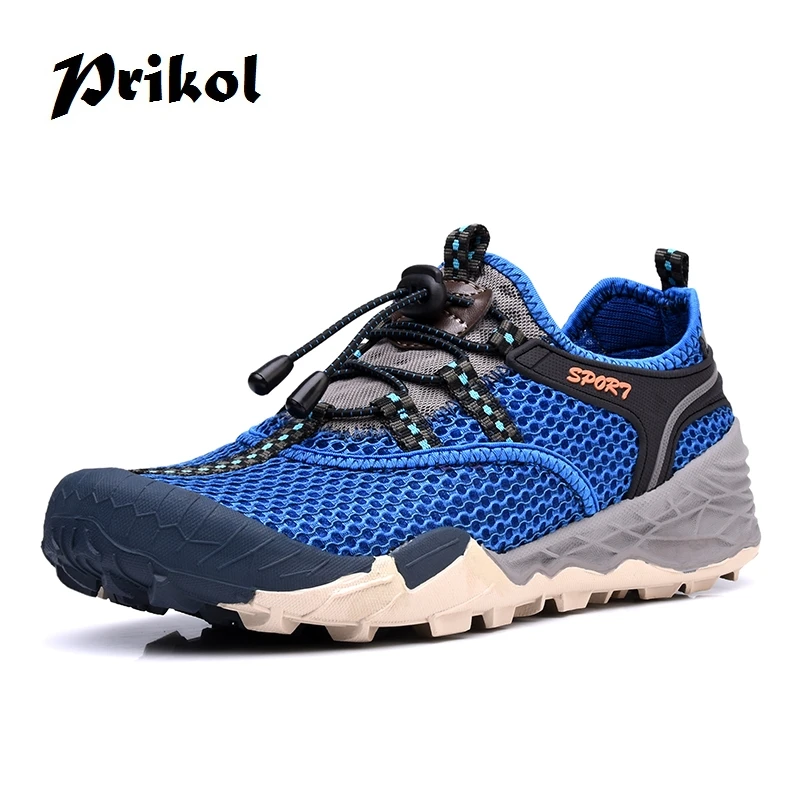 

Prikol Summer Men Hiking Shoes Waterproof Outdoor Climbing Trekking Mesh Sneaker For Men Leather Sport Mountain Shoe Calcado