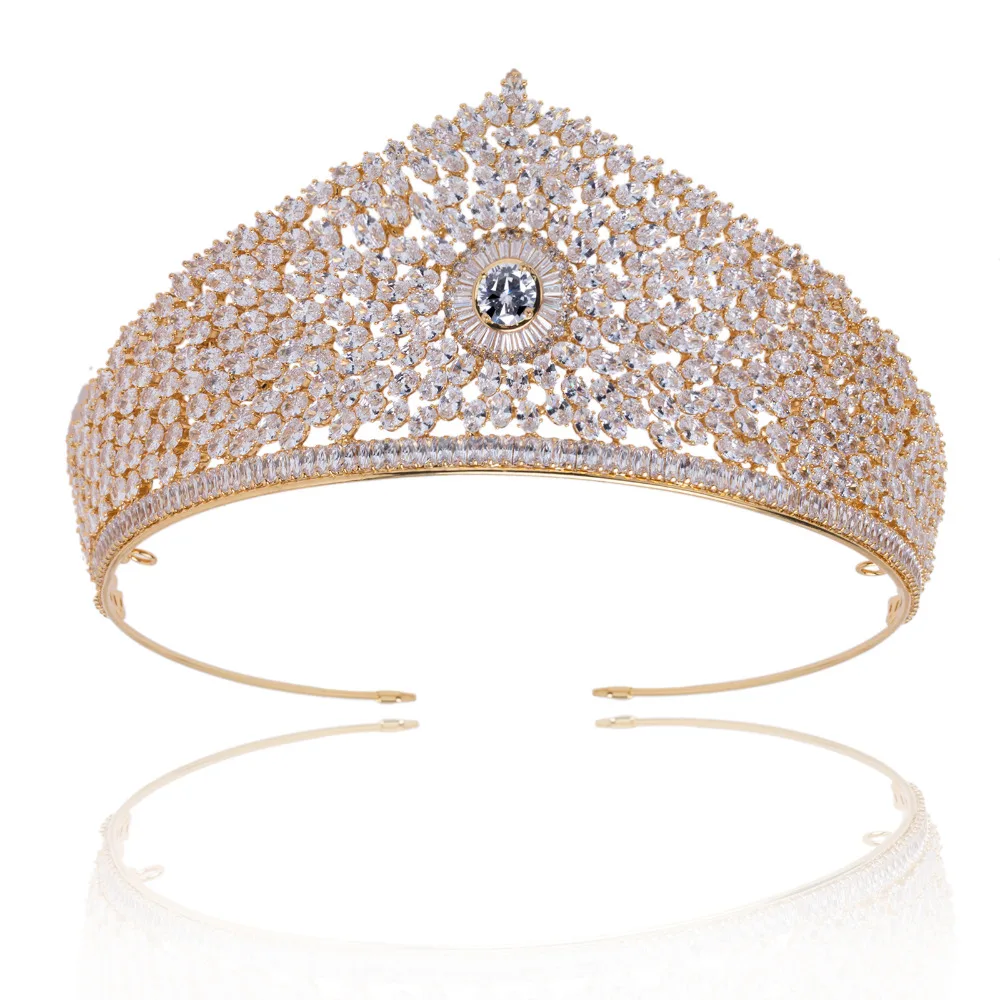 

Cubic Zircon Tiara CZ Crown Bride Headbands Wedding Hair Accessories Pageant Prom Crowns Diadema Jewelry