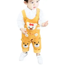 Популярные детские комбинезоны детские штаны г. Новые детские милые цельные штаны с рисунком медведя комбинезоны для мальчиков и девочек, одежда От 1 до 3 лет, K1
