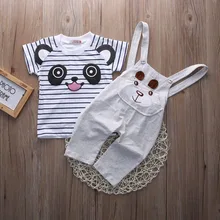 Новое поступление, комплект одежды для маленьких мальчиков, комплект одежды для новорожденных с милым медведем для мальчиков, Высококачественная хлопковая футболка+ комбинезон, Детский костюм