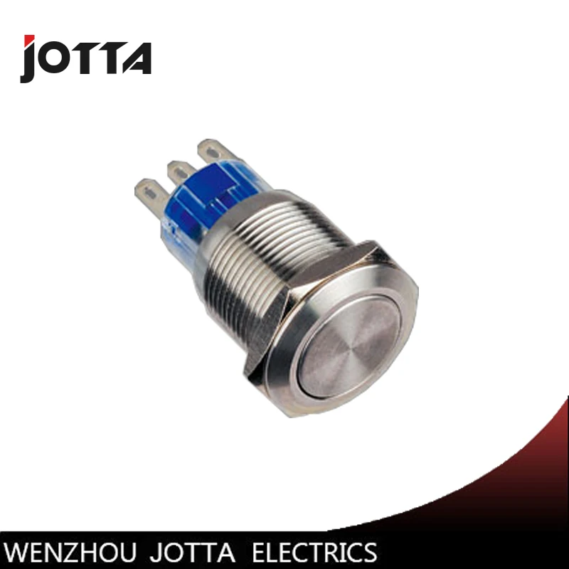 

GQ19F-11Z 19mm 1NO 1NC Latching metal push button switch with flat round