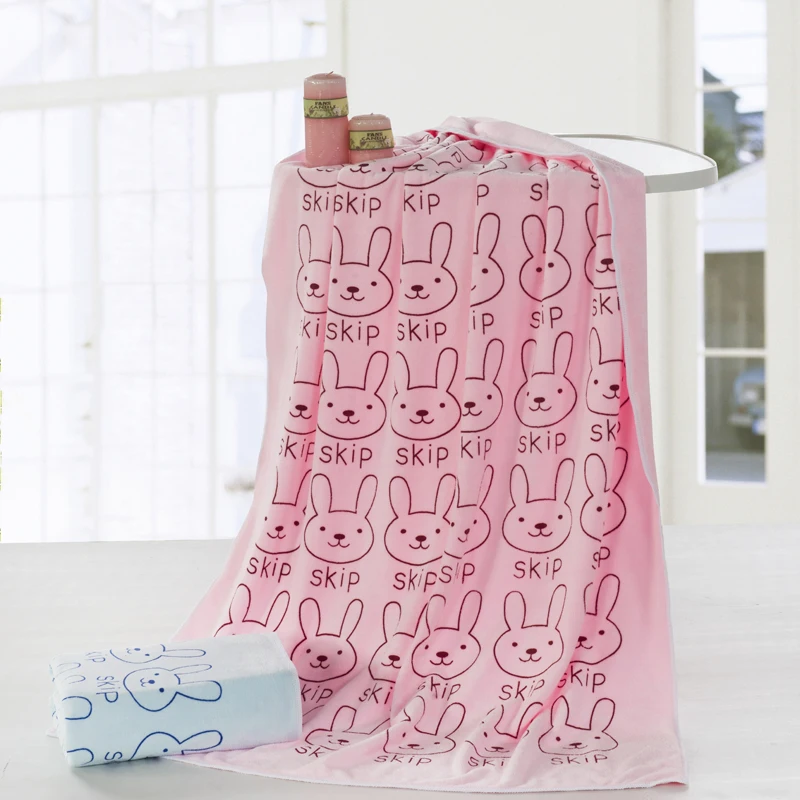 High Quality Microfiber Cute Cartoon Rabbit Beach Bath Towel Large For