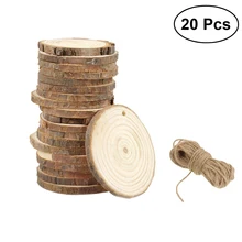 20шт деревянное бревно древесные срезы круглые кусочки дерева круги для поделок Свадебные украшения с 10 м джутовый шпагат