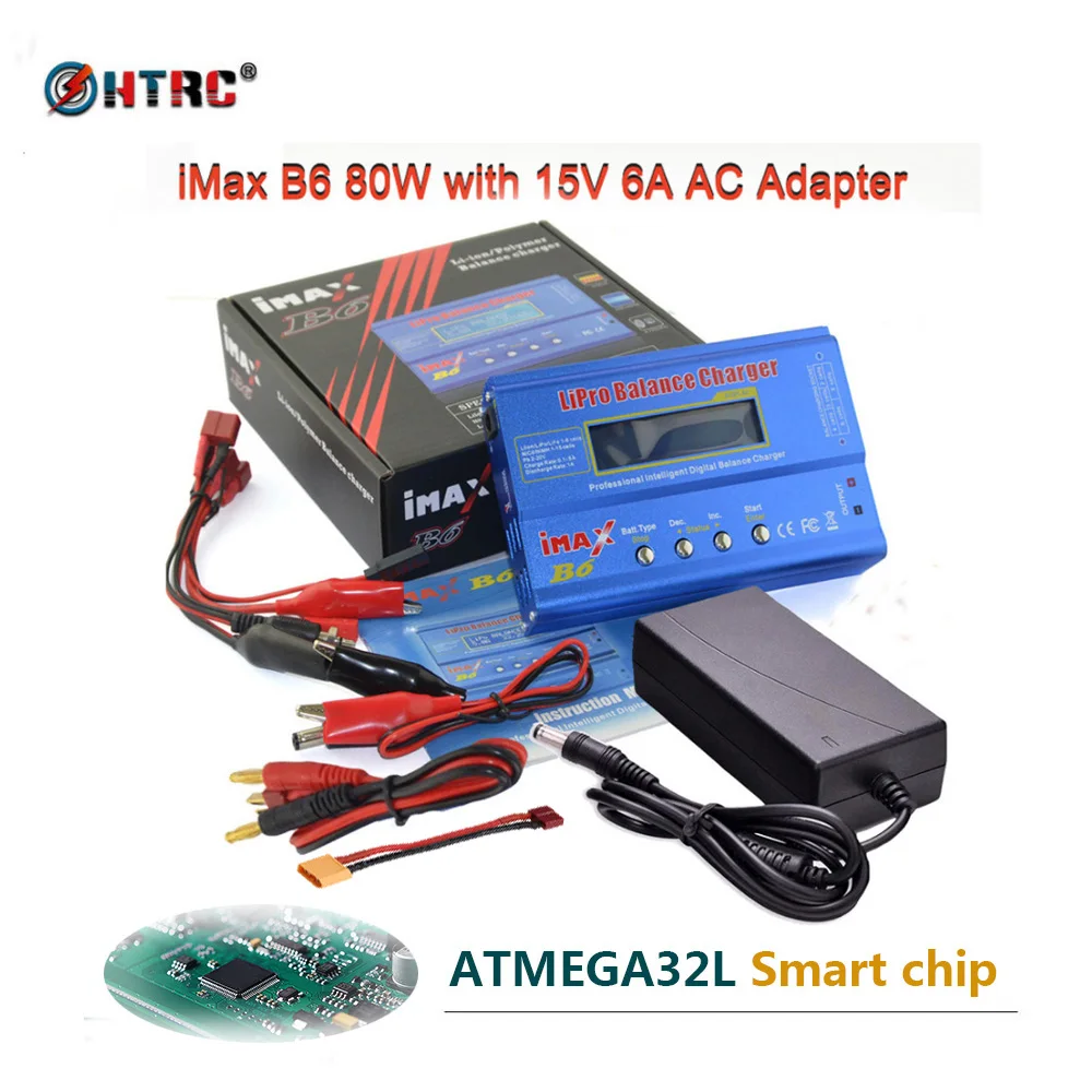 HTRC iMAX B6 80W 6A Battery Charger Lipo NiMh Li-ion Ni-Cd Digital RC Balance Charger Lipro Charger Discharger + 15V 6A Adapter