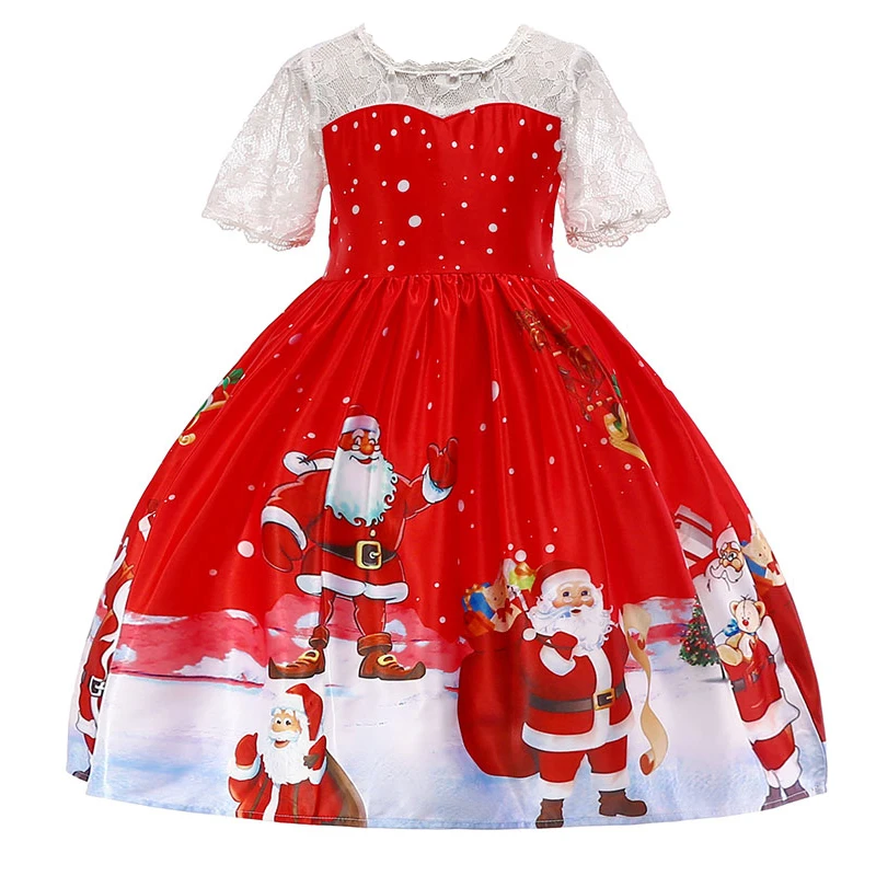 Лидер продаж ; одежда для малышей; рождественское платье для девочек Санта Клаус платье Детские платья платье принцессы для девочек вечерние платья 2 для детей возрастом от 3 до 10 лет