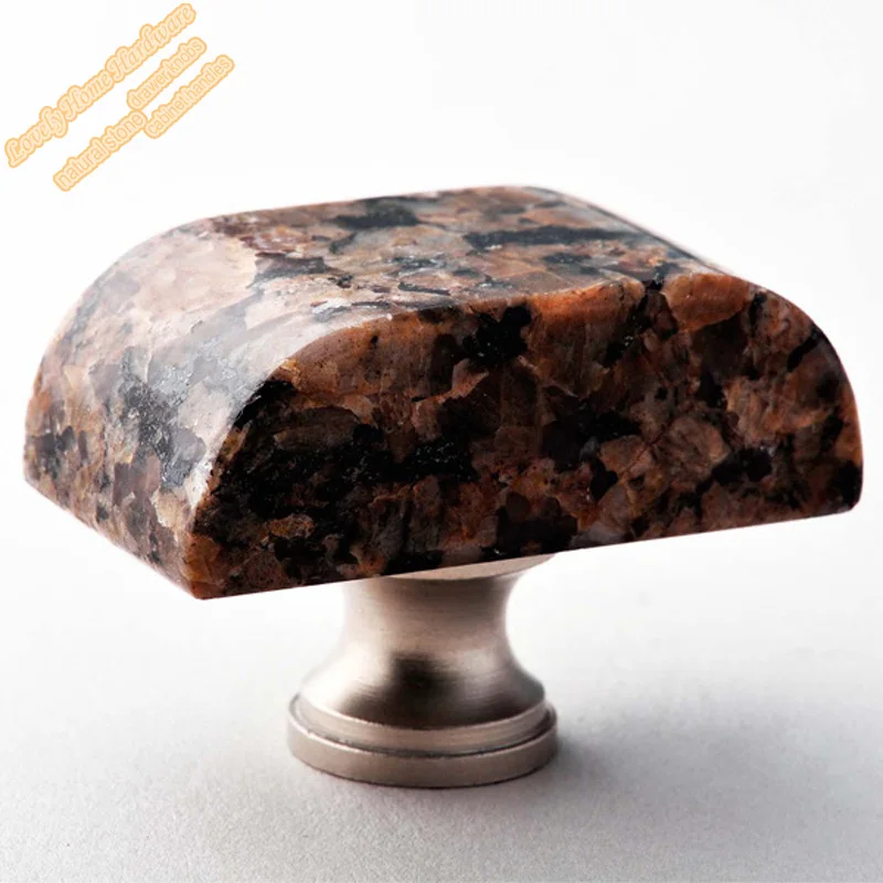 40mm Square Knob with 15mm Brass Base,Hand Shaped Granite Knobs for
