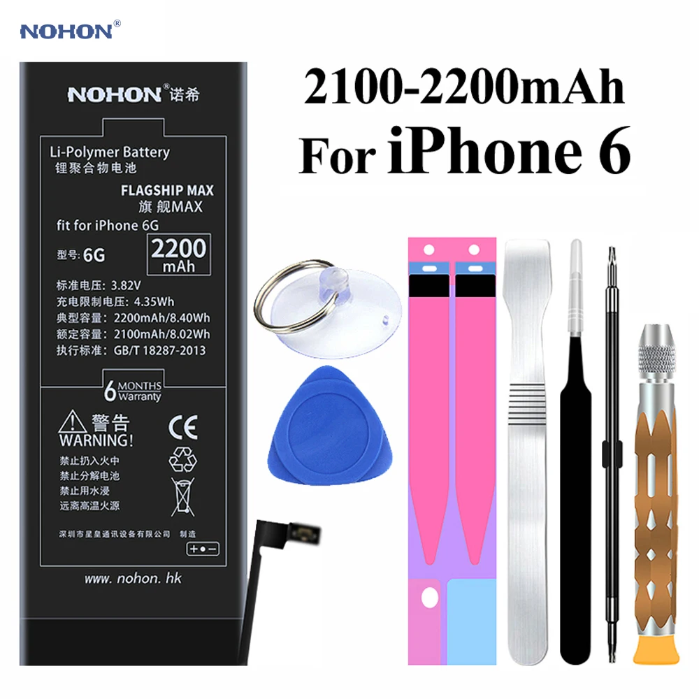 Nohon аккумулятор для iPhone X 8 7 6s 6 iPhone 8 iPhone7 iPhone6 6GS литий-полимерные аккумуляторы для Apple iPhone 6 6s 7 8 x батарея