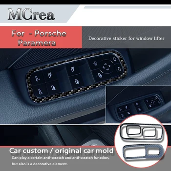 

MCrea Carbon Fiber Windows Control Panel Decorative Frame Cover Sticker For Porsche panamera Car Styling Interior Accessories