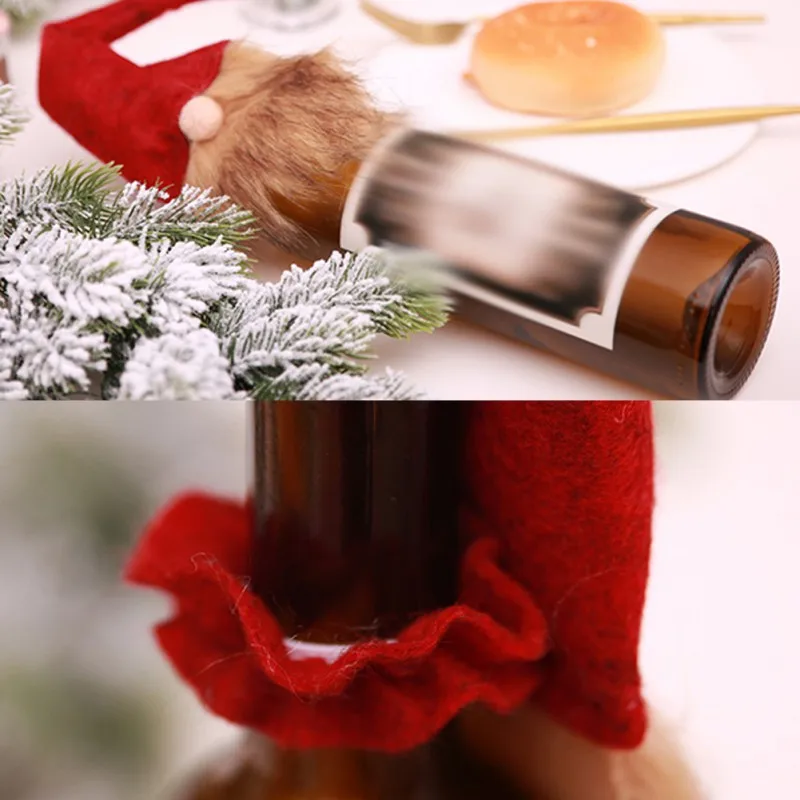 Вечерние DIY длинная борода Санта Клаус Рождественский эльф бутылки установить год ужин вечерние украшения дома фестиваль вечерние