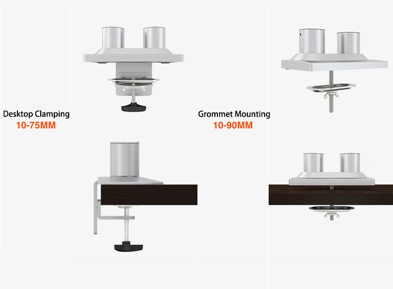 Hyvarwey M221 алюминиевый сплав полное движение настольное зажимное крепление для монитора+ поддержка ноутбука двойной рычаг загрузки 1-8 кг каждая головка