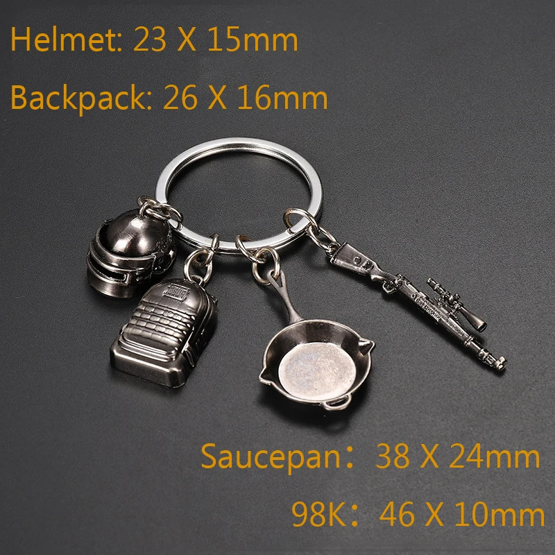 

10pcs Fashion MiNi Key Chains Game PUBG Level 3 Helmet Backpack Saucepan Keychain Playerunknown Battlefield Cosplay Props