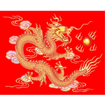

Handicraft painting Diamond Embroidery The Chinese dragon Red dragon Fireball Diamond Painting cross stitch Square Full Drill