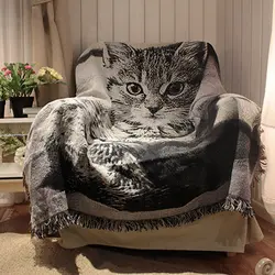 Классический кот собака Узор Диван кистями диване кровать диван декоративный Чехол Прямоугольный толстый бросает на путешествия самолет